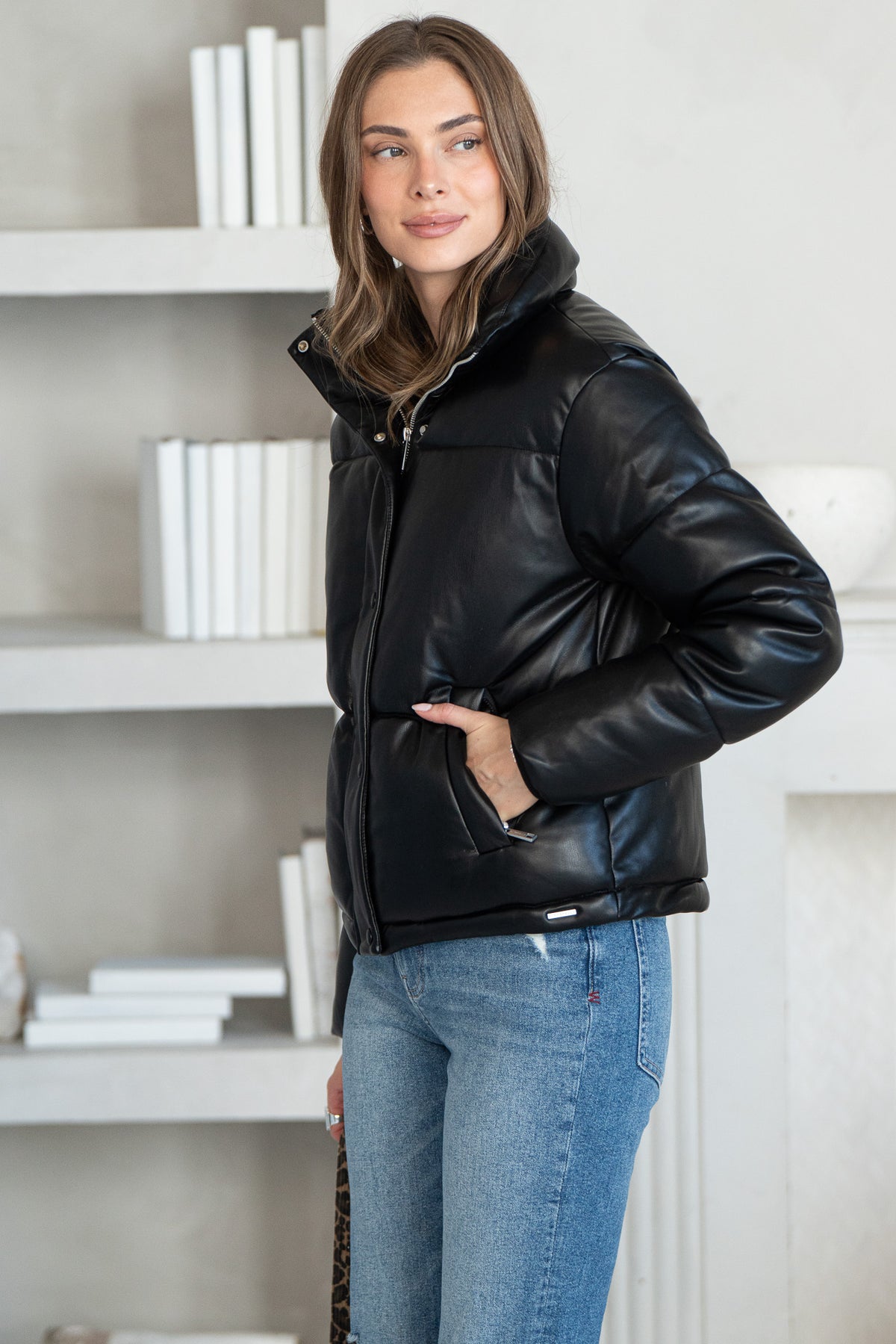 ISE PADDED FAUX LEATHER JACKET