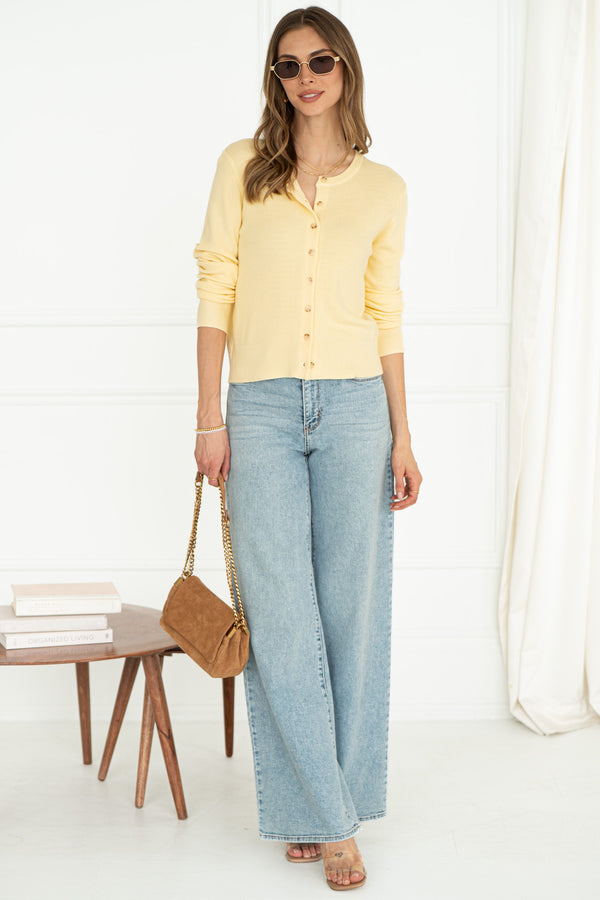 FATE RIBBED CARDIGAN-YL