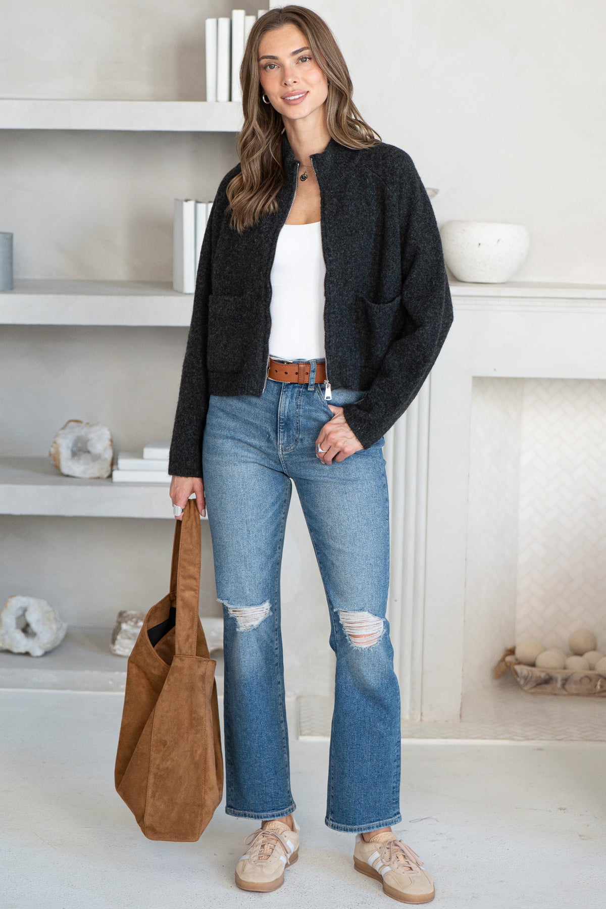 READY OR NOT SWEATER CROPPED SWEATER JACKET