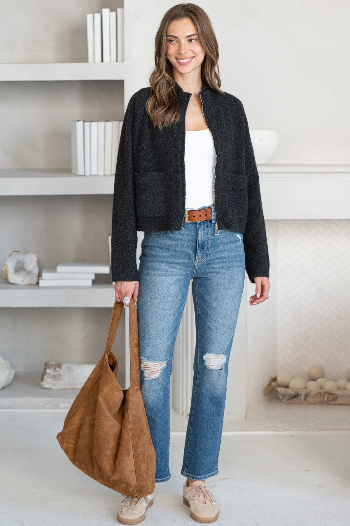 READY OR NOT SWEATER CROPPED SWEATER JACKET