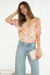 DIAZ FLORAL S/S BLOUSE