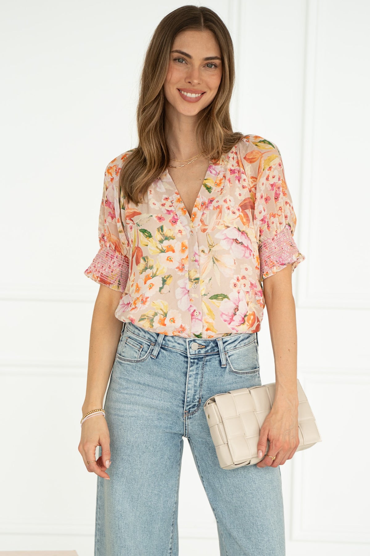 DIAZ FLORAL S/S BLOUSE