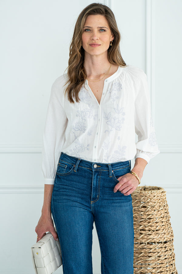GINNY COTTON EMBROIDERED BLOUSE