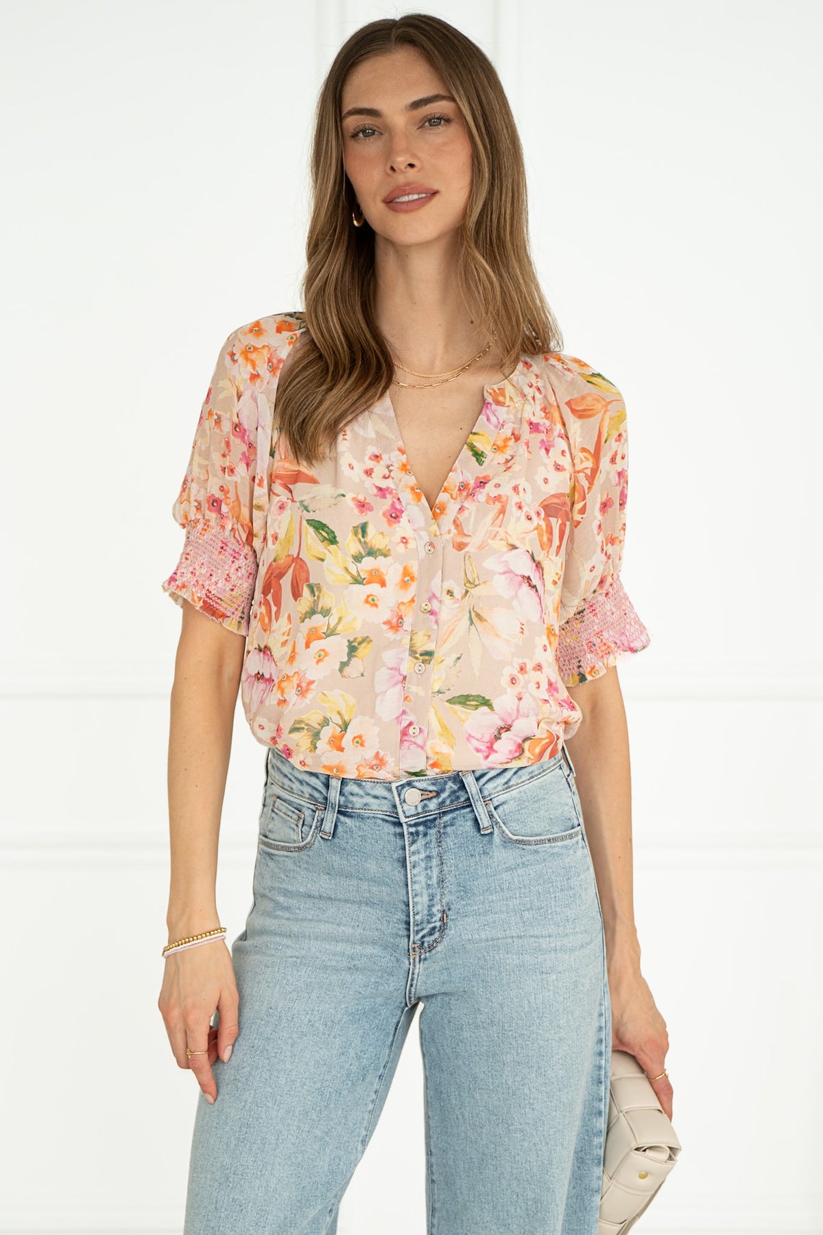 DIAZ FLORAL S/S BLOUSE