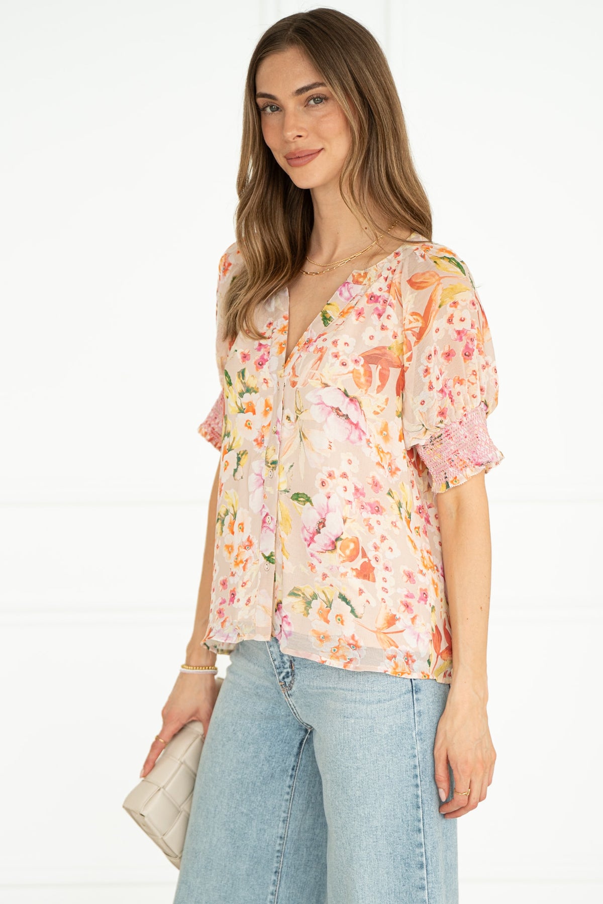 DIAZ FLORAL S/S BLOUSE