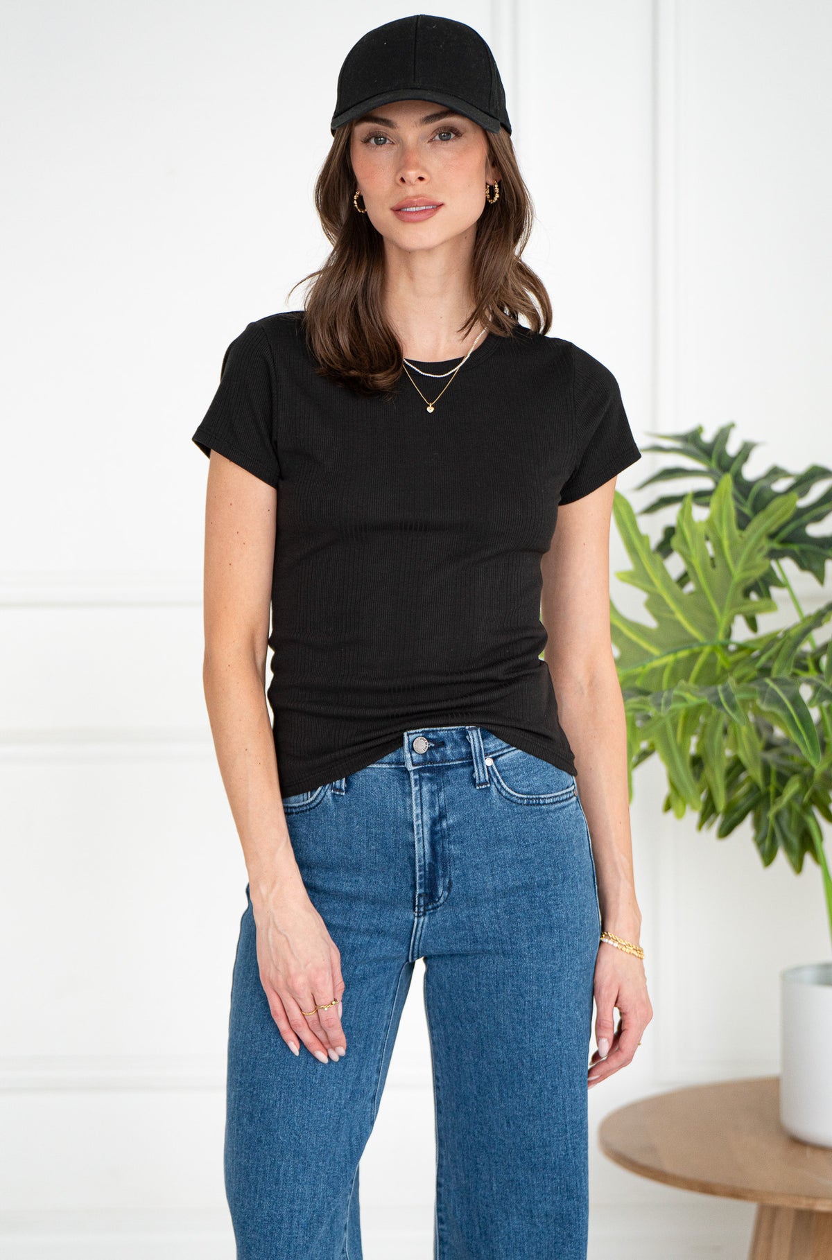 AVERY VARIEGATED RIB TEE-BK