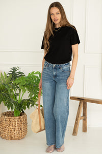AUDREY COTTON CREW NECK TEE-BK