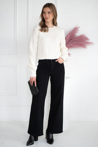 LUX PEARL CABLE KNIT SWEATER