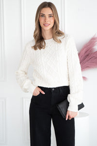 LUX PEARL CABLE KNIT SWEATER