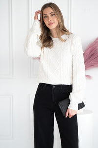 LUX PEARL CABLE KNIT SWEATER