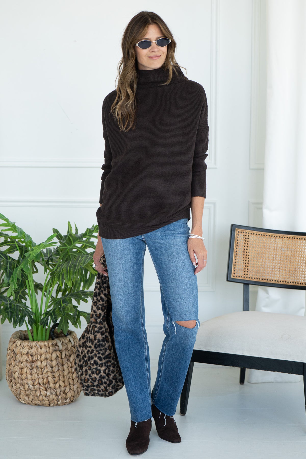 ROWYN RIBBED MOCKNECK SWEATER-BR