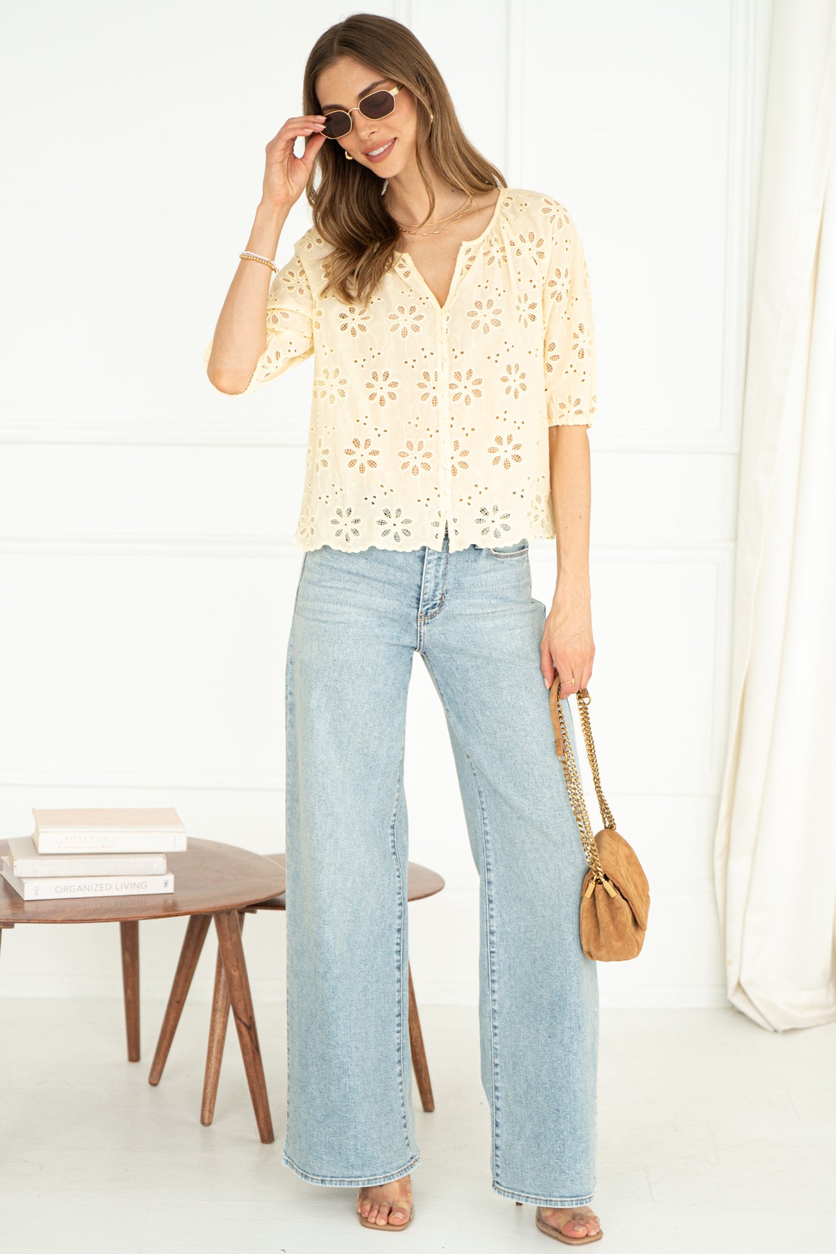 MORNING BREEZE EYELET BLOUSE