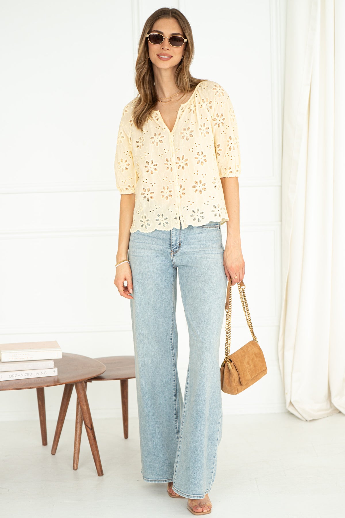 MORNING BREEZE EYELET BLOUSE