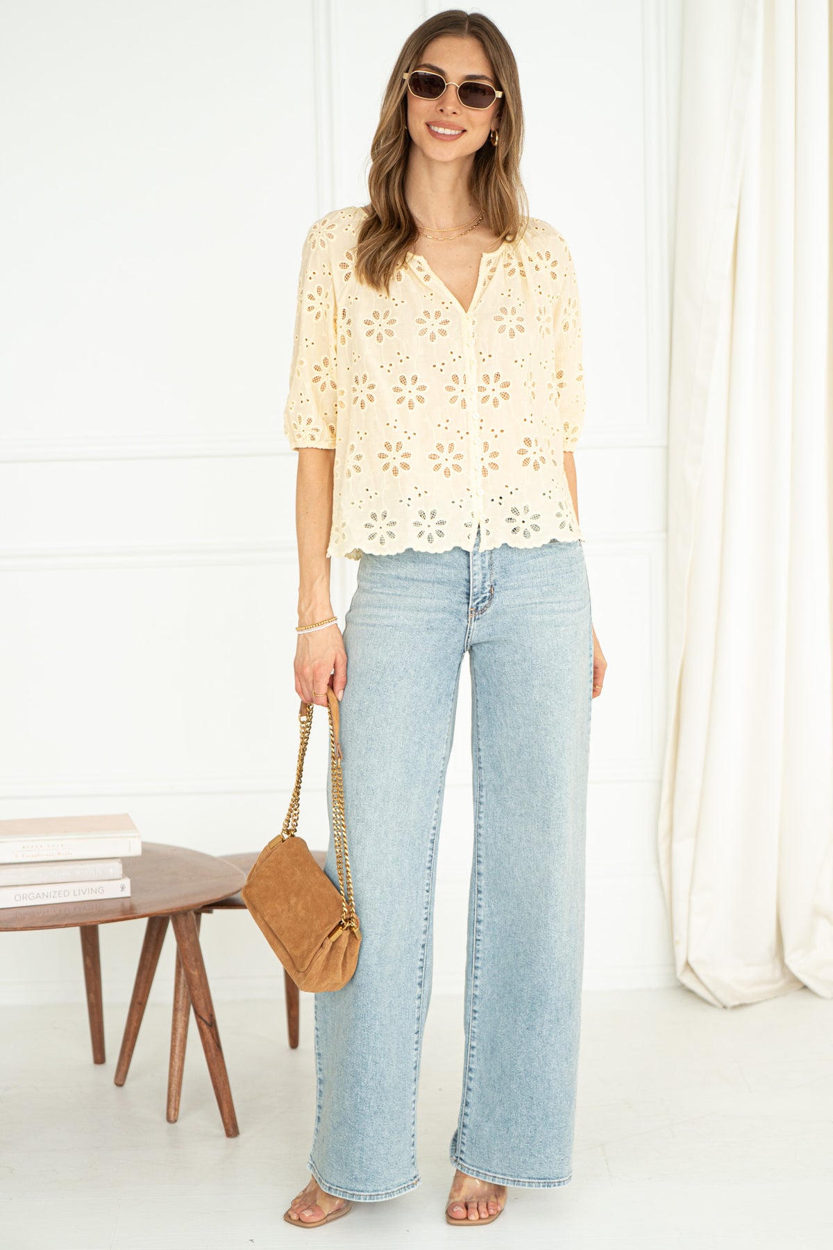 MORNING BREEZE EYELET BLOUSE