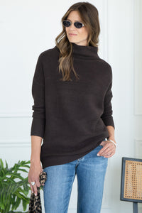 ROWYN RIBBED MOCKNECK SWEATER-BR