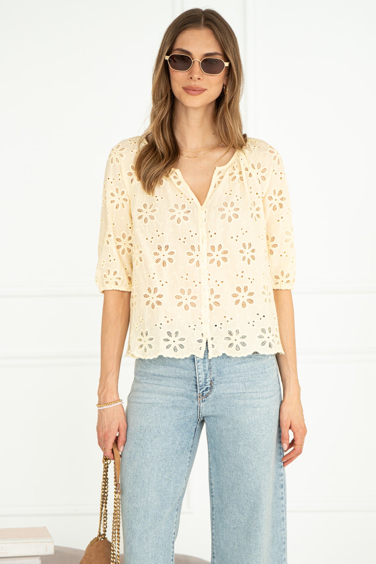 MORNING BREEZE EYELET BLOUSE