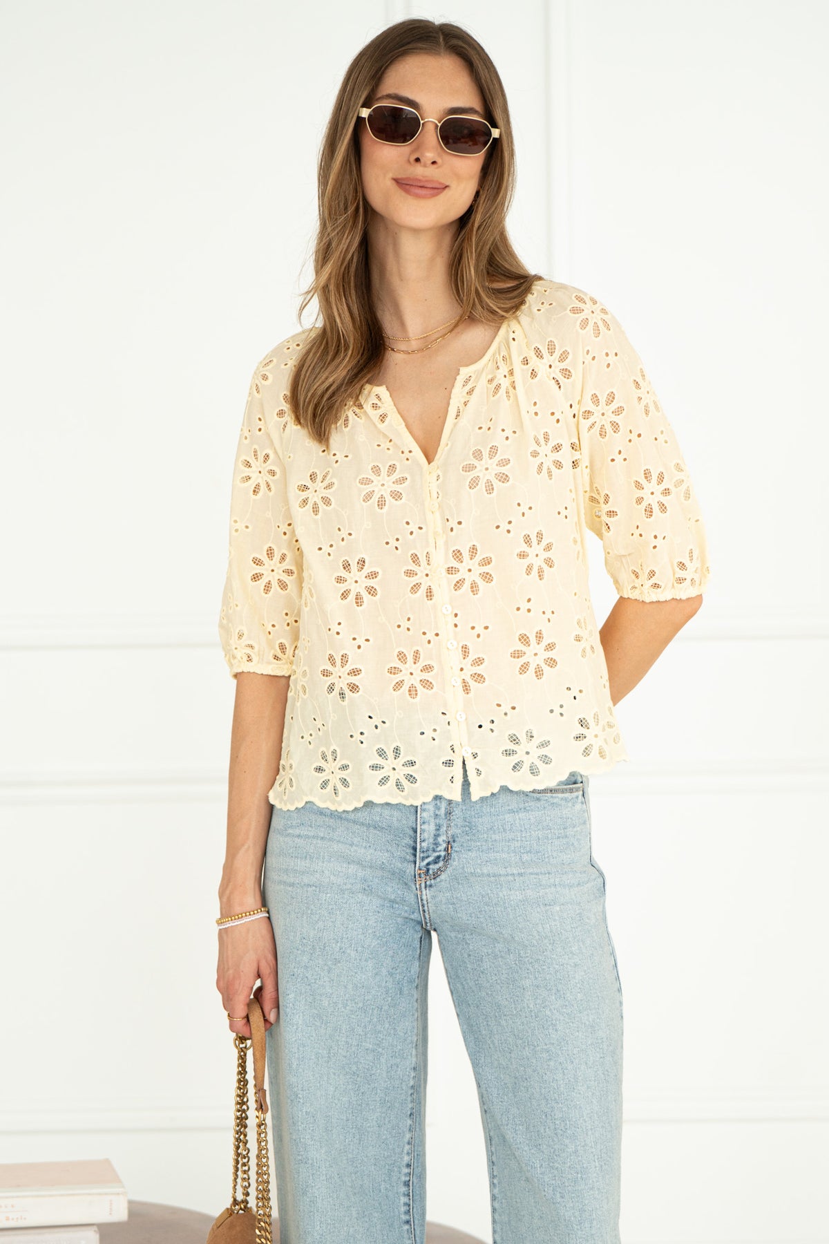 MORNING BREEZE EYELET BLOUSE