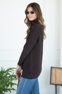 ROWYN RIBBED MOCKNECK SWEATER-BR
