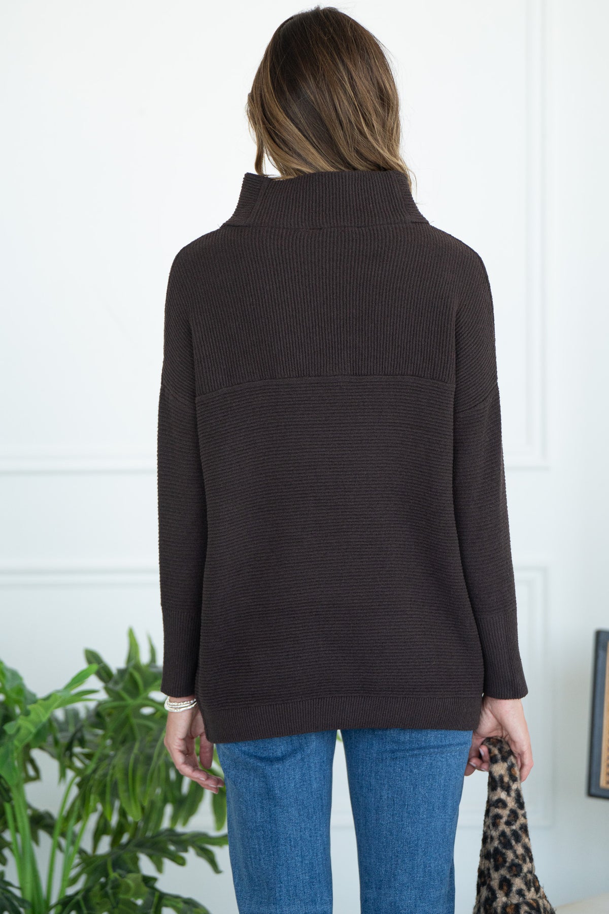 ROWYN RIBBED MOCKNECK SWEATER-BR