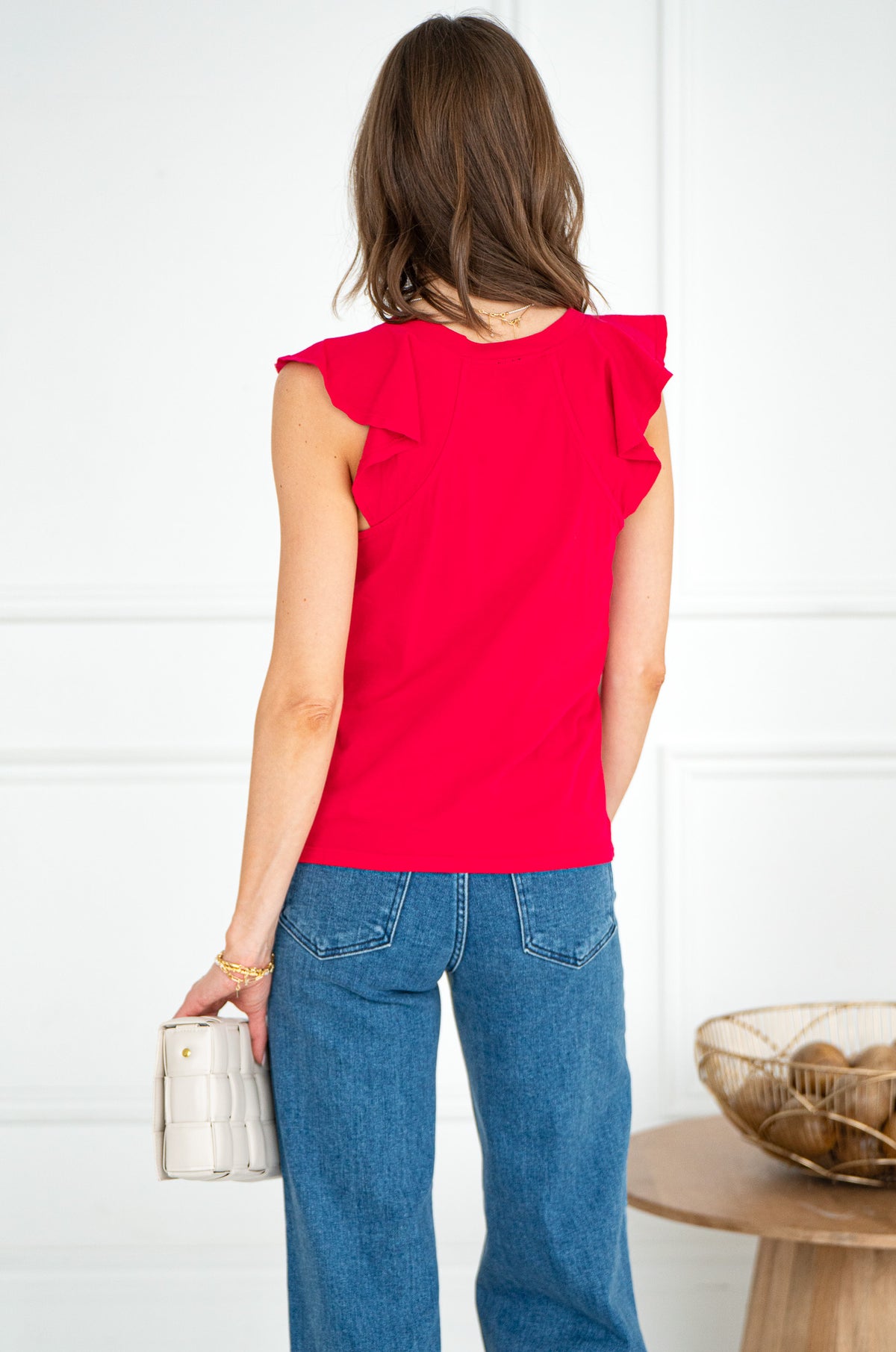 MAZIE FLUTTER S/S V NECK TEE-RU