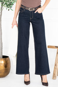 MAVERICK WIDE LEG JEANS IN DARK BLUE
