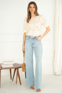 JADA PALM TREE EMBROIDERED TOP