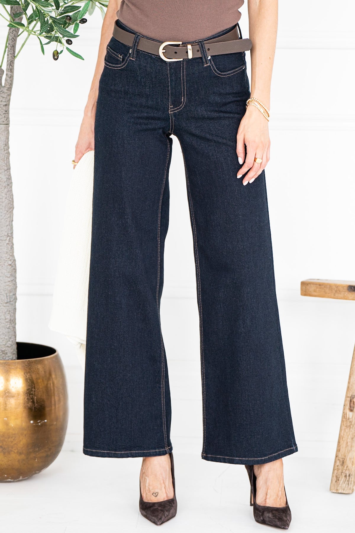 MAVERICK WIDE LEG JEANS IN DARK BLUE