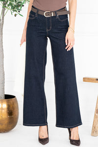 MAVERICK WIDE LEG JEANS IN DARK BLUE