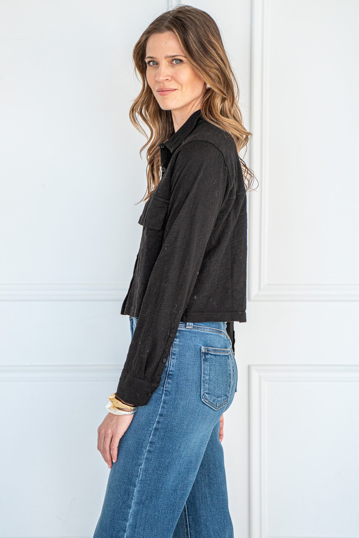 TALA COTTON L/S UTILITY SHIRT-BK