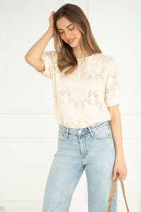 JADA PALM TREE EMBROIDERED TOP