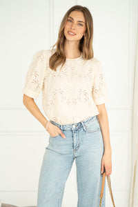 JADA PALM TREE EMBROIDERED TOP
