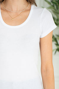 LEIA SCOOP NECK RIBBED FITTED TEE-WH