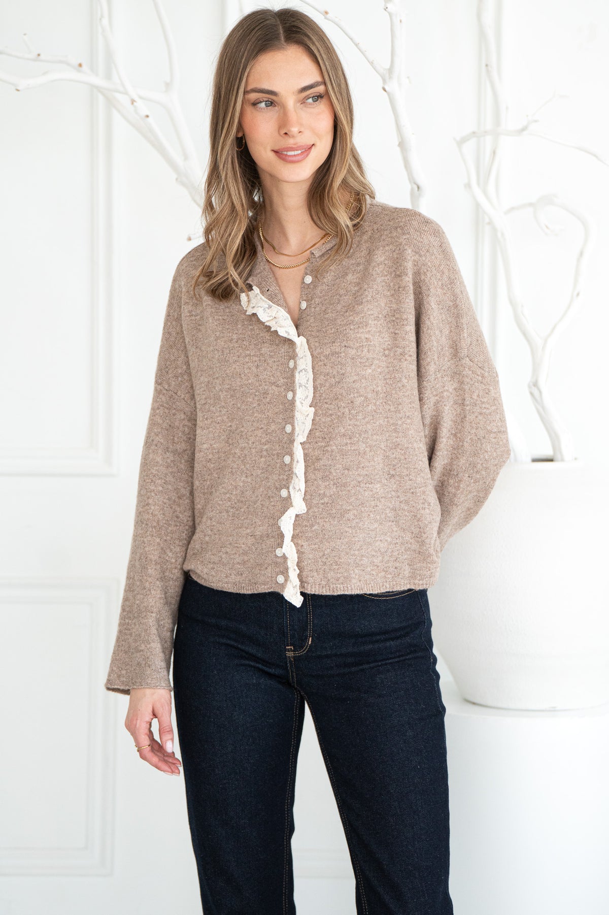 NYX RUFFLE DETAIL CARDIGAN