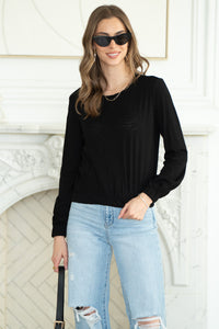 NEO ELASTIC HEM L/S TEE-BK