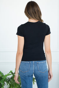 THE GETAWAY FITTED TEE-BK