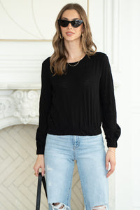 NEO ELASTIC HEM L/S TEE-BK