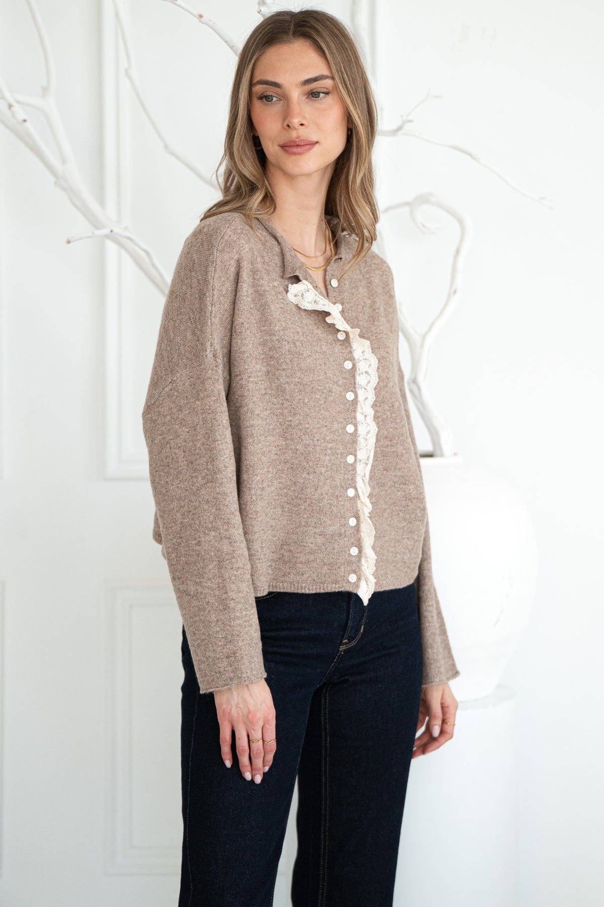 NYX RUFFLE DETAIL CARDIGAN