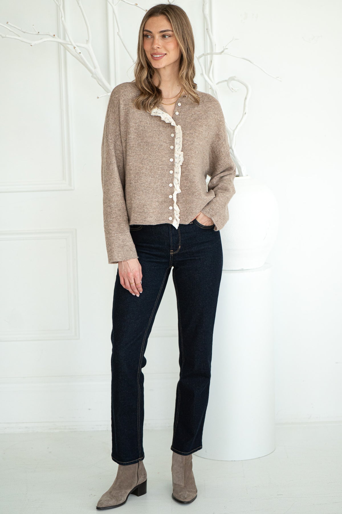 NYX RUFFLE DETAIL CARDIGAN