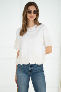 TAKING ACTION EMBROIDERED DETAIL TEE