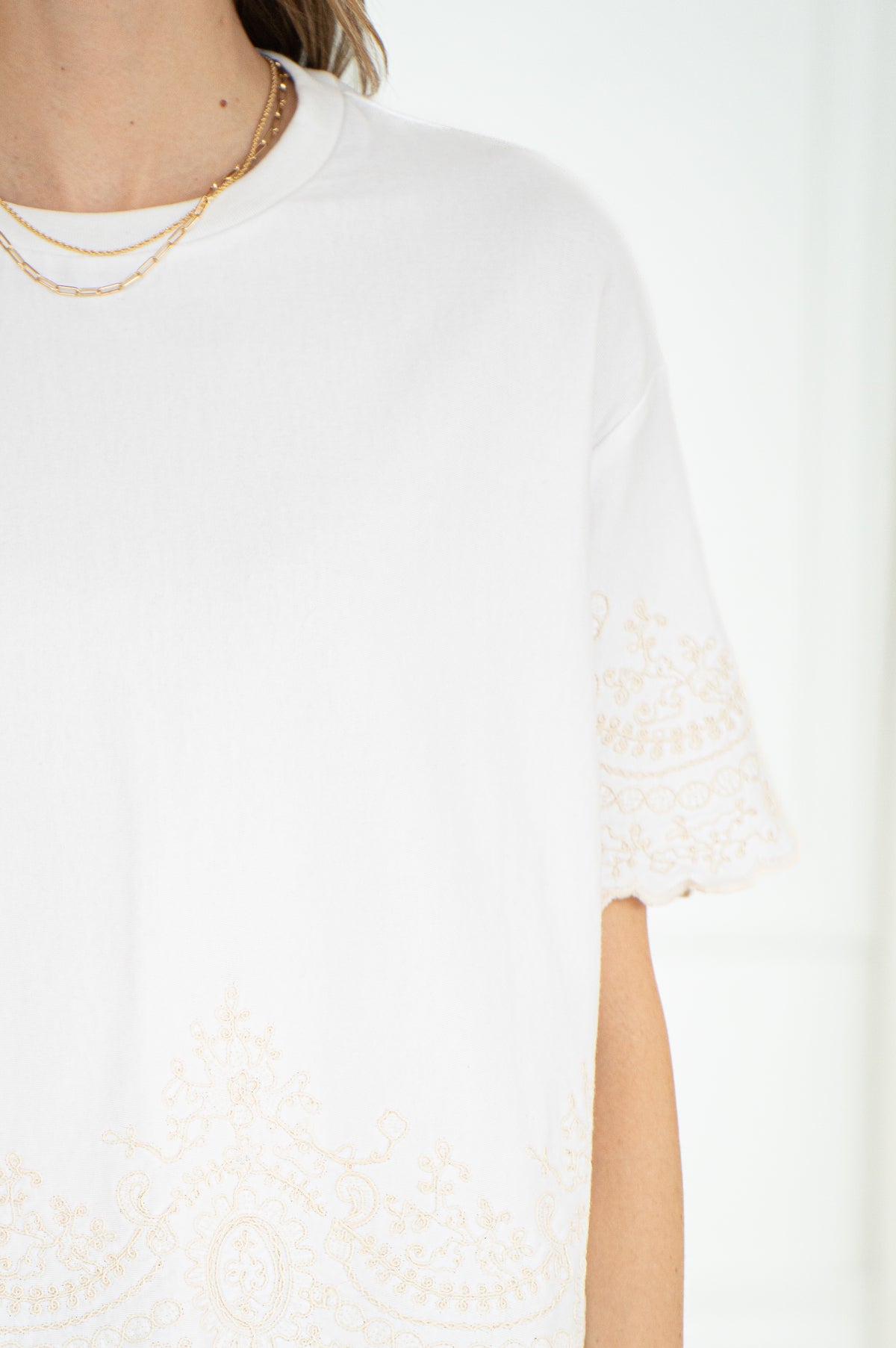 TAKING ACTION EMBROIDERED DETAIL TEE