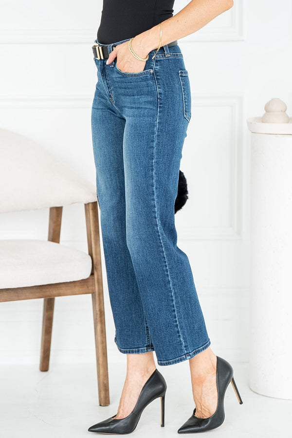 TOREY WIDE LEG JEANS IN DARK BLUE