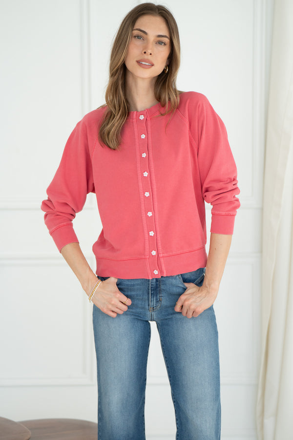 FLORAL BUTTON SWEATSHIRT