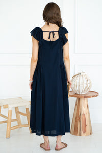 LIGHTHOUSE FLUTTER SLV MIDI DRESS