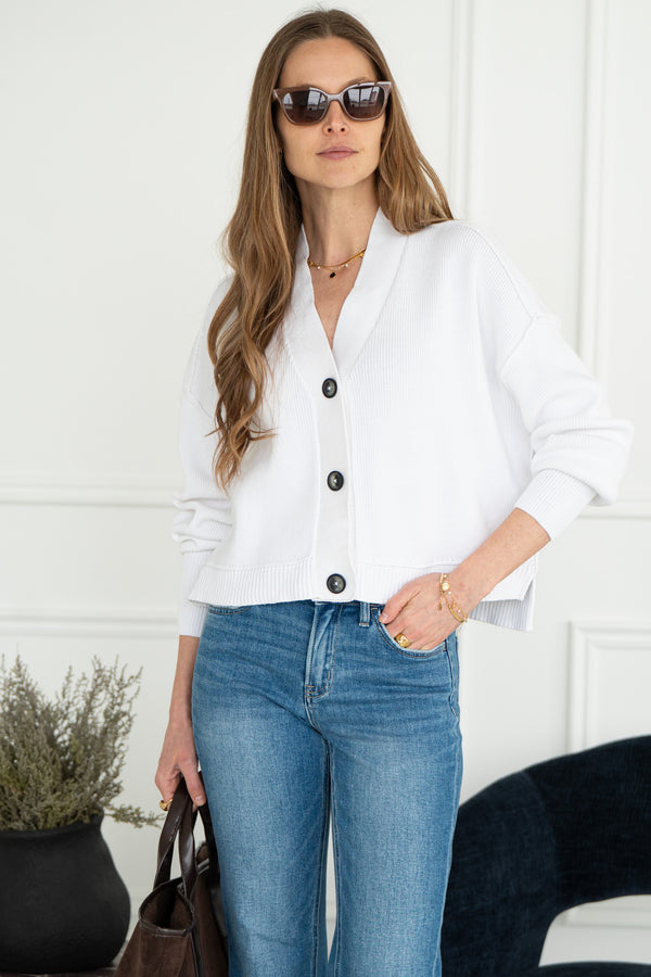 PARADISE COTTON CARDIGAN-WH