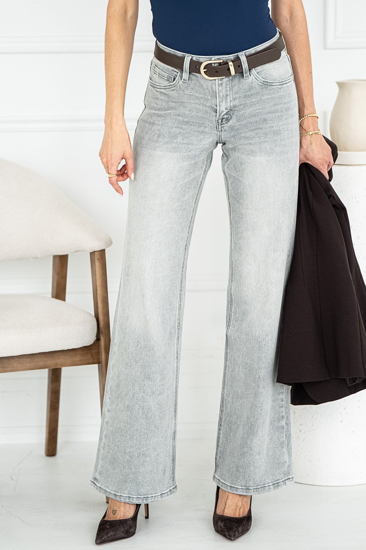 CHERYL WIDE LEG JEANS IN GREY
