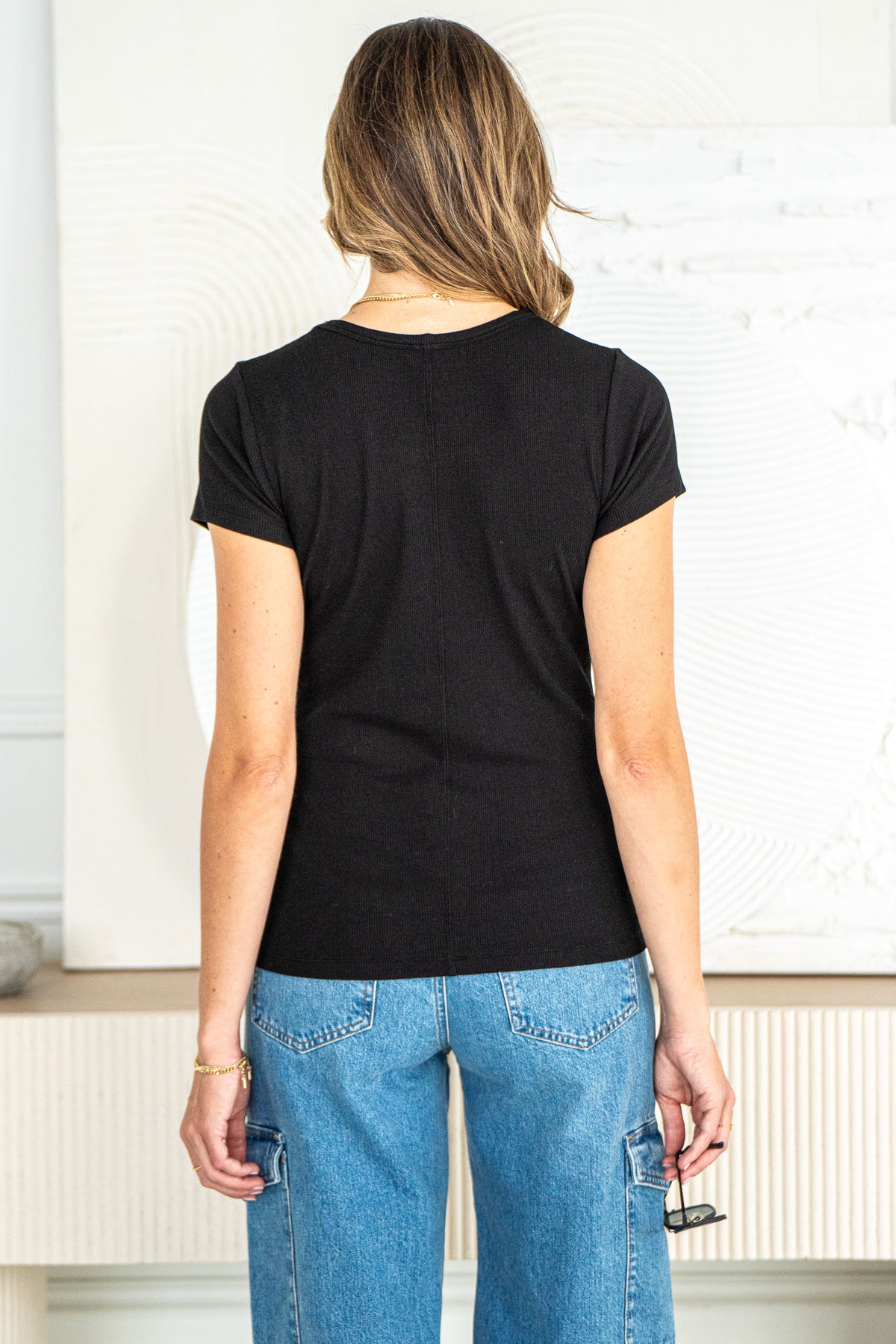 BLYTHE RIBBED TEE-BK