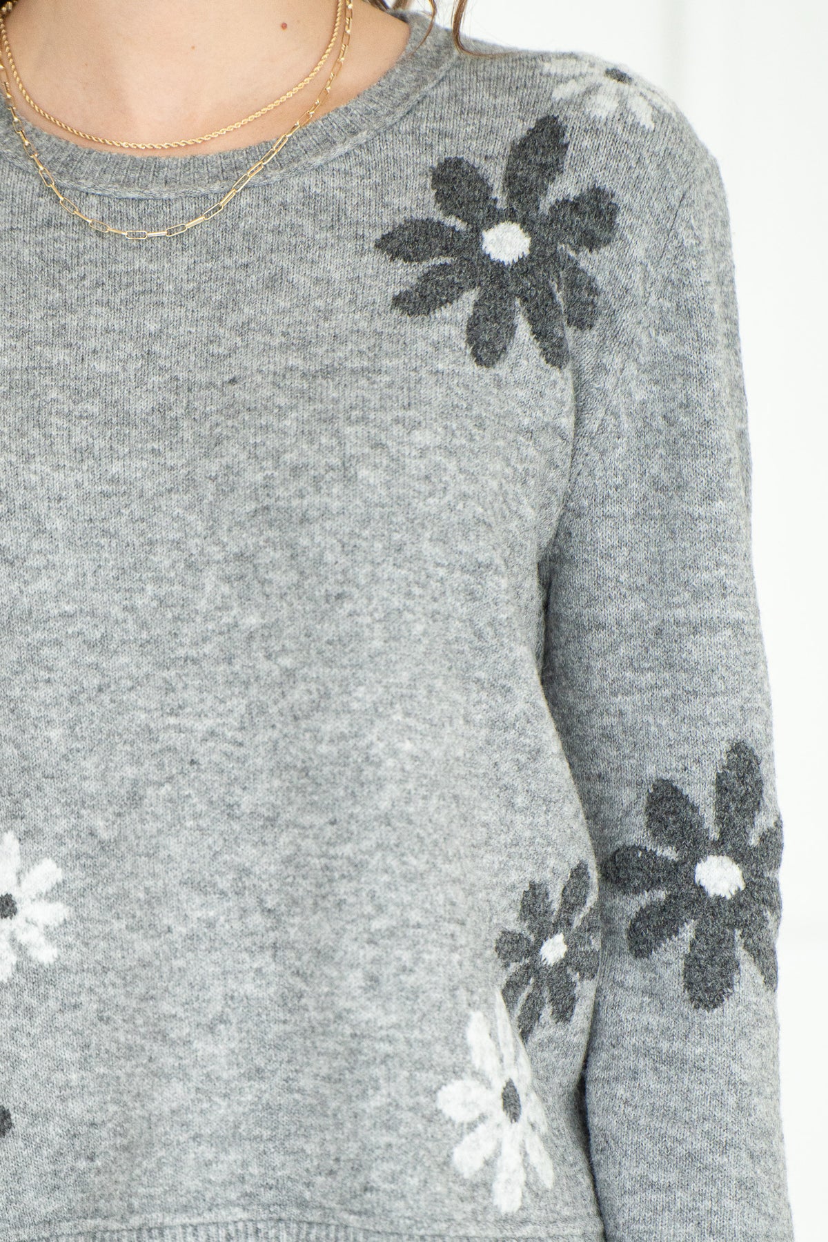 FLORAL SWEATER-GY