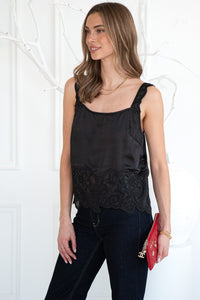 AVEN SATIN EMBROIDERED TANK