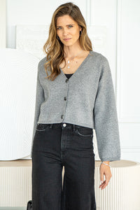 ESTELLE KNIT CARDIGAN-GY