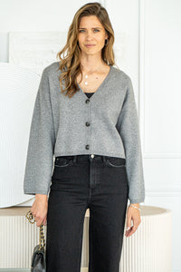 ESTELLE KNIT CARDIGAN-GY